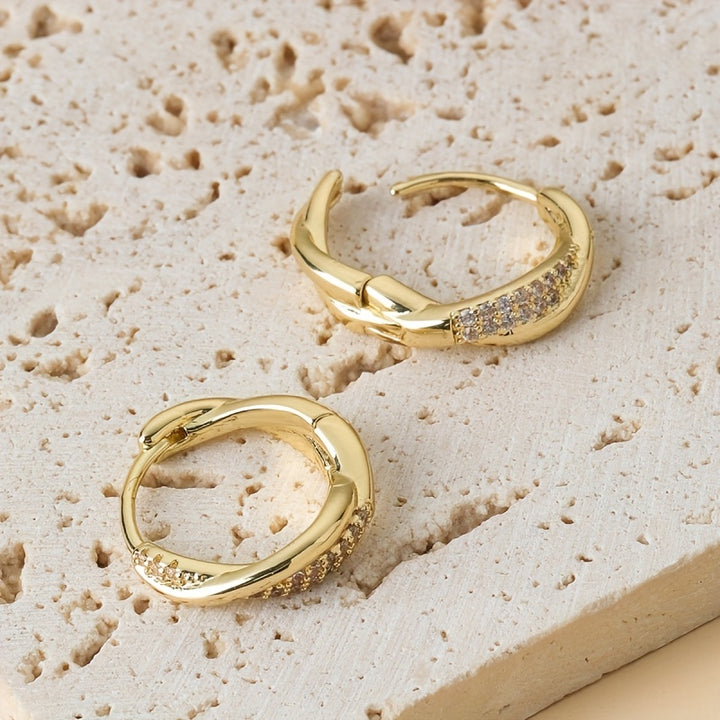 Elegant Korean Gold Interlocking Hoop Earrings