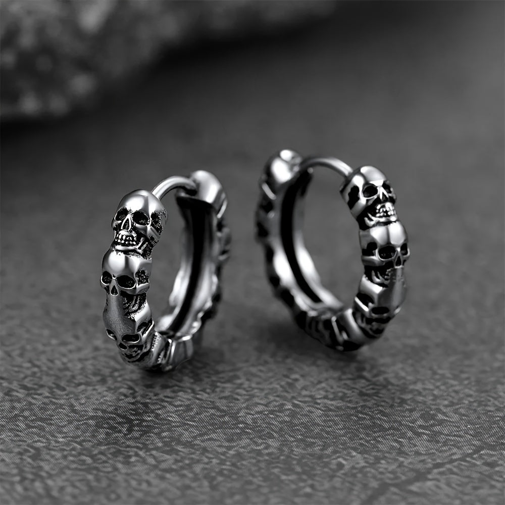 Gothic Skull Hoop Earrings