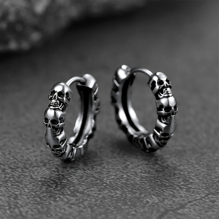 Gothic Skull Hoop Earrings