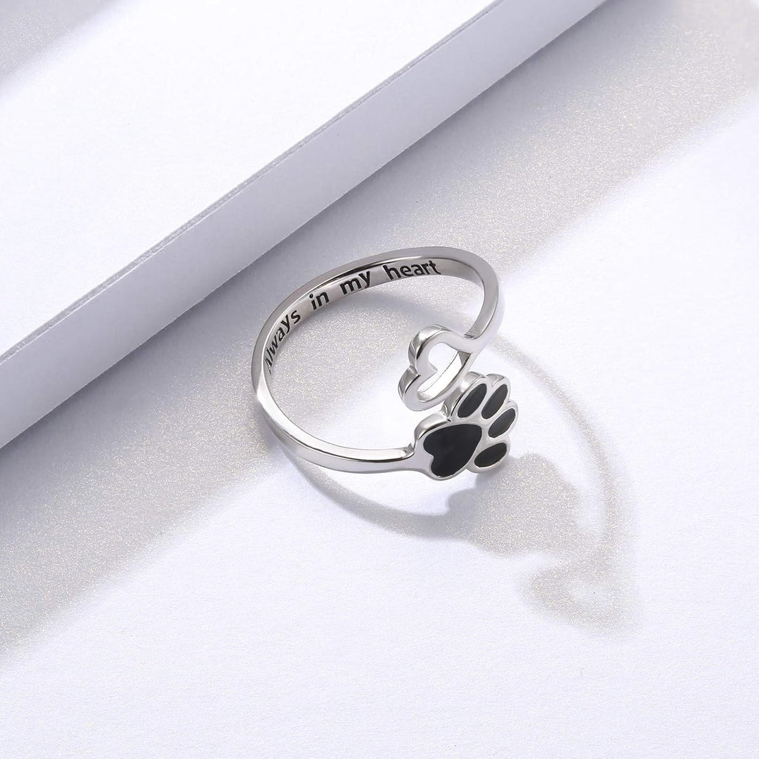 Paw & Heart Ring – Adjustable