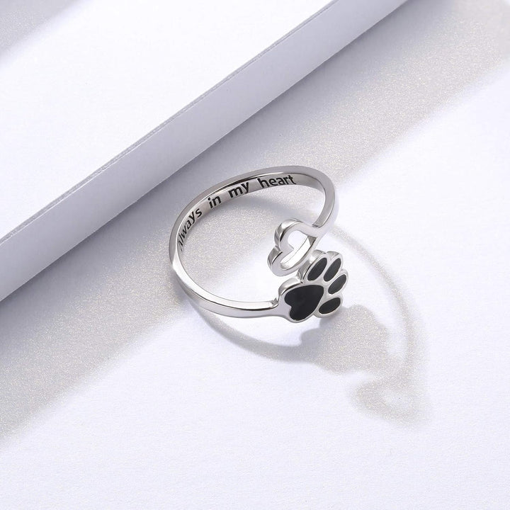 Paw & Heart Ring – Adjustable