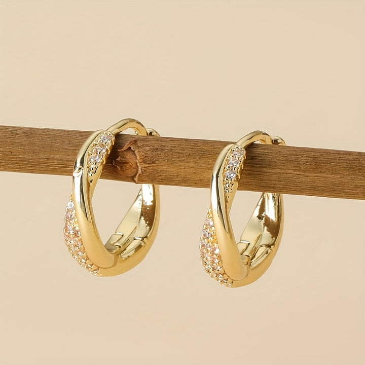 Elegant Korean Gold Interlocking Hoop Earrings