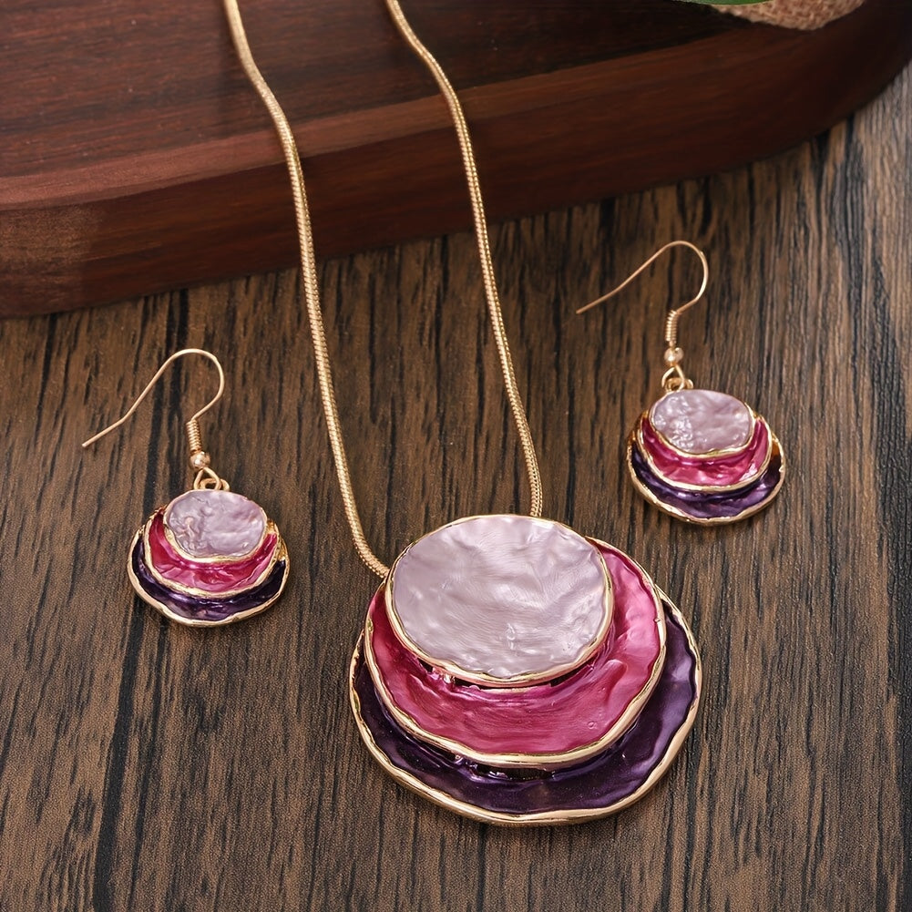 Chic Bohemian Three-Layer Necklace and Earrings Set
