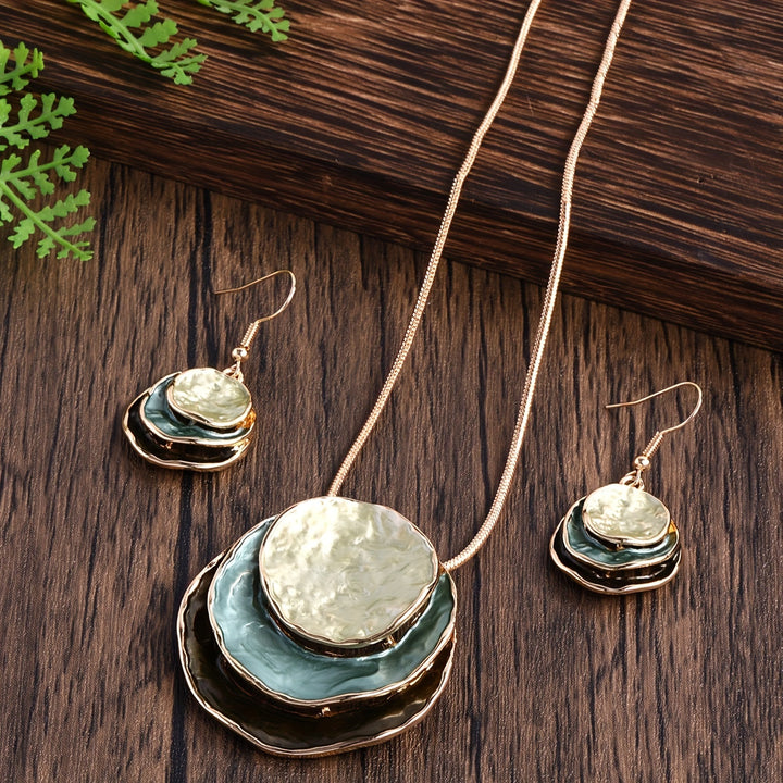 Chic Bohemian Three-Layer Necklace and Earrings Set
