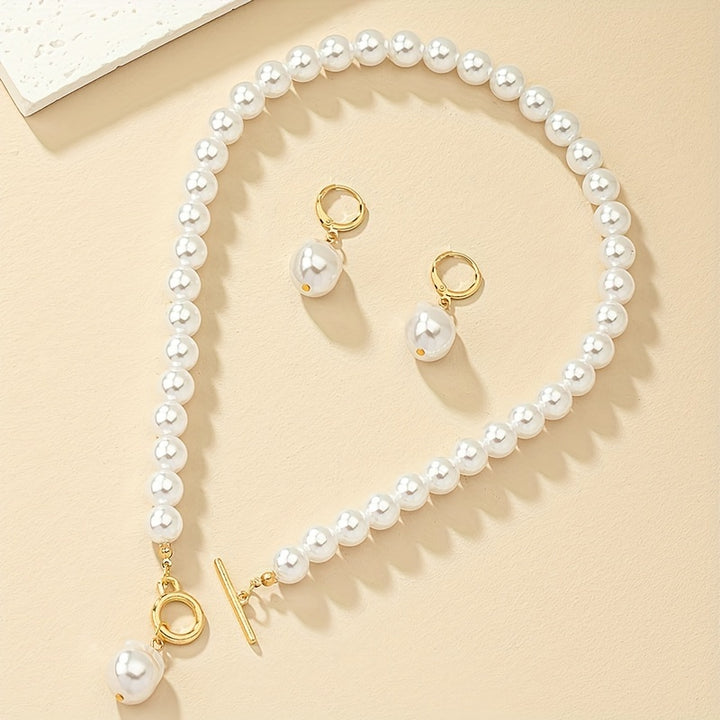 Vintage Baroque Pearl Necklace and Earrings Set