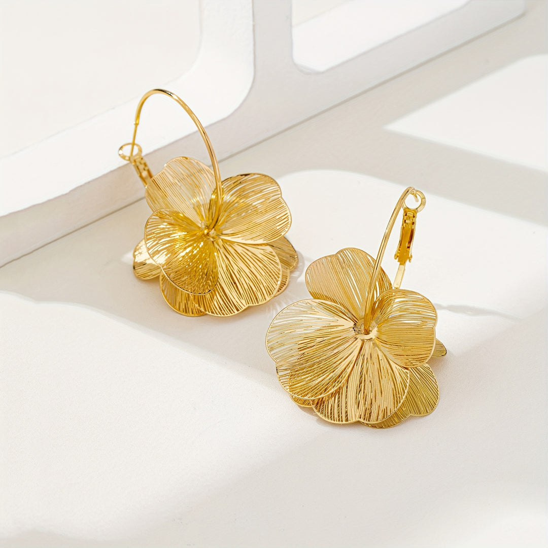 Exaggerated Gold Hollow Earrings