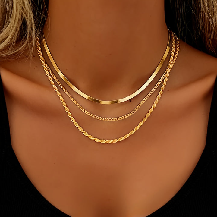 Sophisticated Multi-Layered Gold Necklace