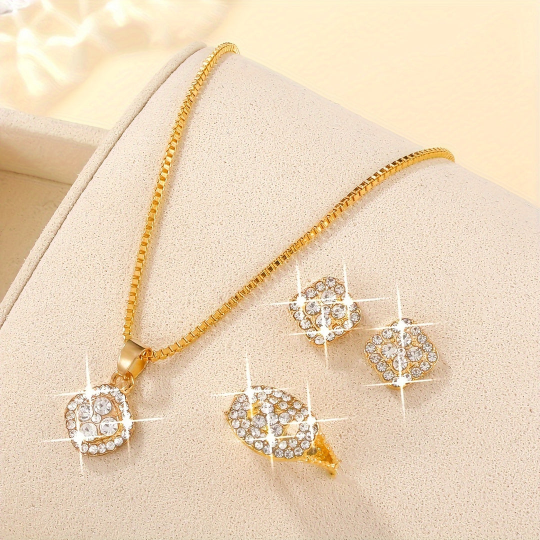Elegant Four-Piece Glass Inlay Jewellery Set