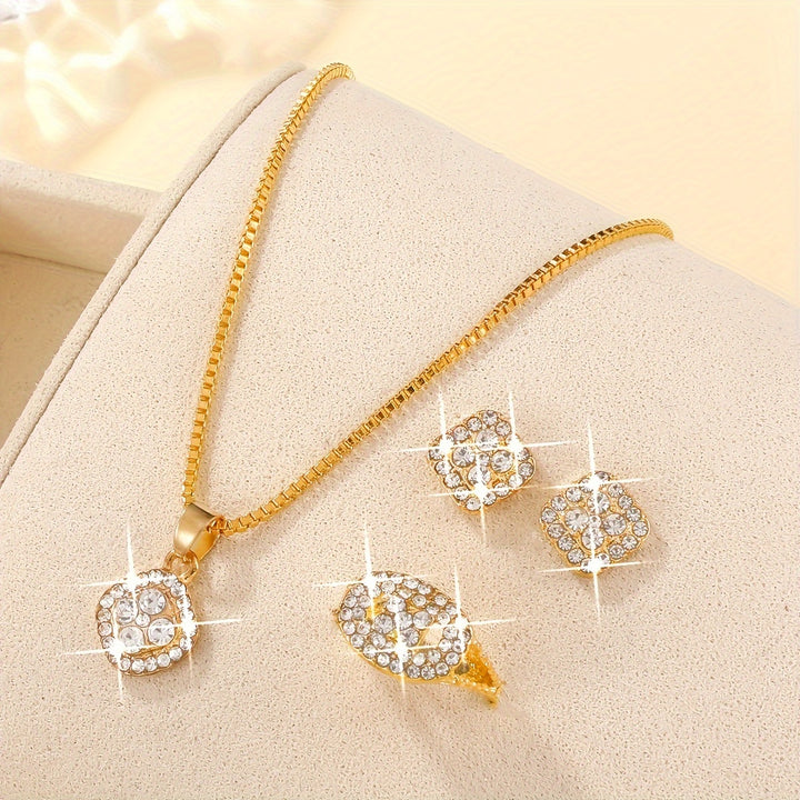 Elegant Four-Piece Glass Inlay Jewellery Set