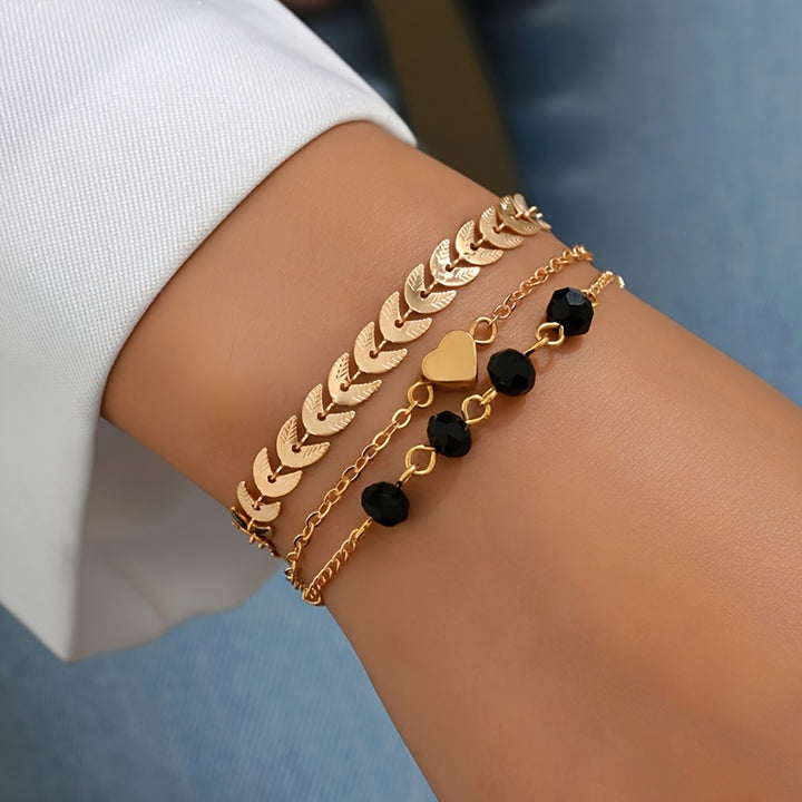 Vintage Gold Three-Piece Bracelet Set