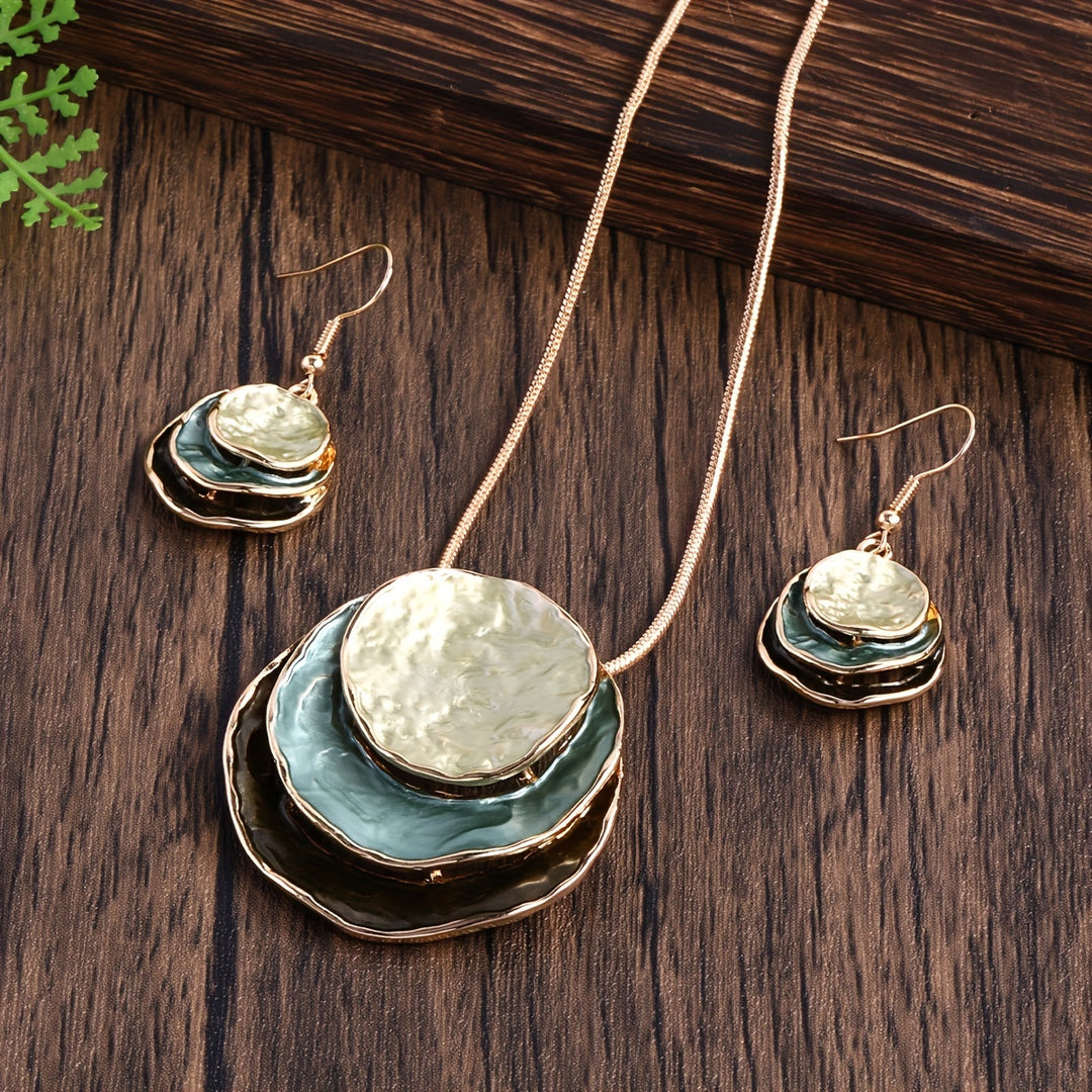 Chic Bohemian Three-Layer Necklace and Earrings Set