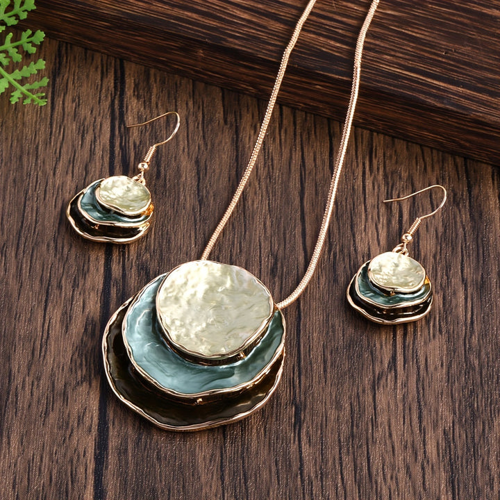 Chic Bohemian Three-Layer Necklace and Earrings Set