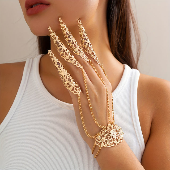 Golden Gothic Lace Hand Bracelet