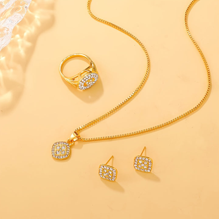 Elegant Four-Piece Glass Inlay Jewellery Set