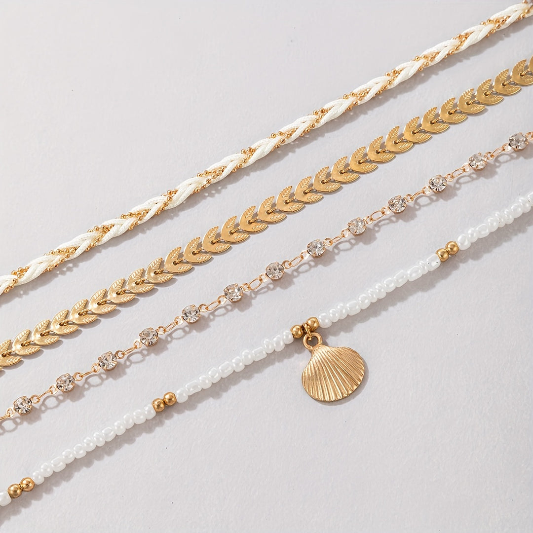Elegant Shell and Braided Bracelet Set