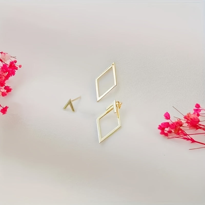 Chic Gold Geometric Cutout Stud Earrings
