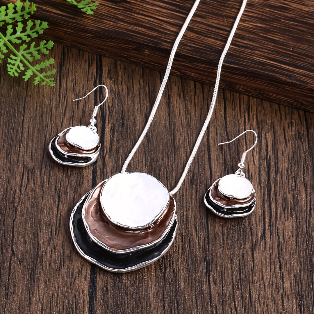Chic Bohemian Three-Layer Necklace and Earrings Set
