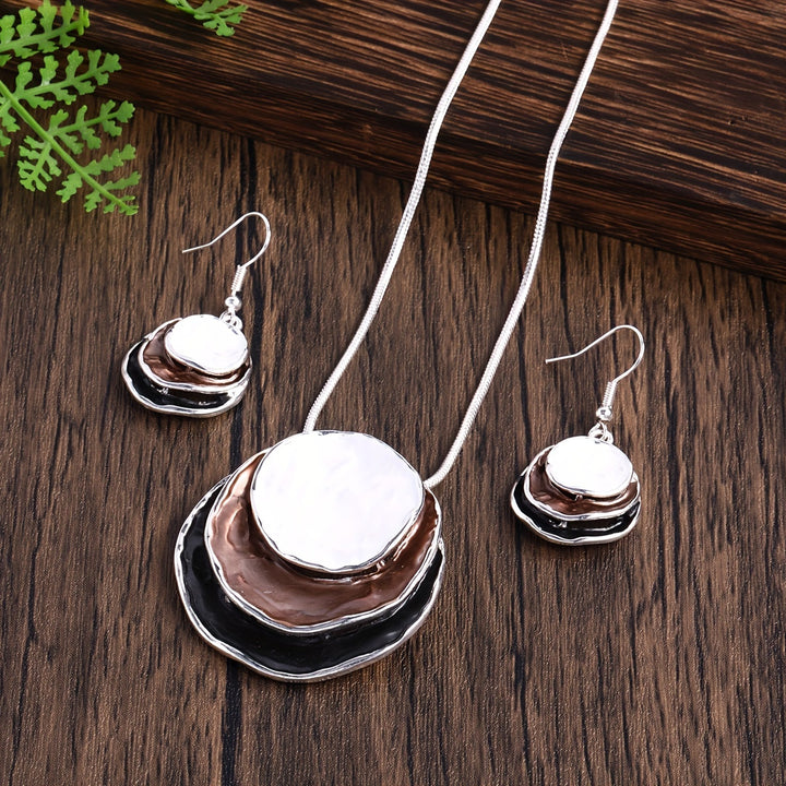 Chic Bohemian Three-Layer Necklace and Earrings Set