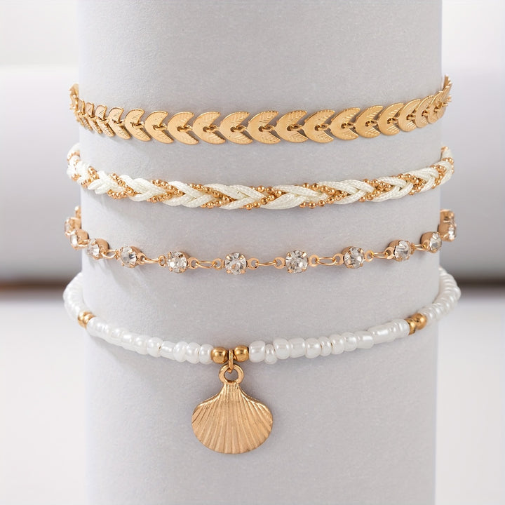 Elegant Shell and Braided Bracelet Set
