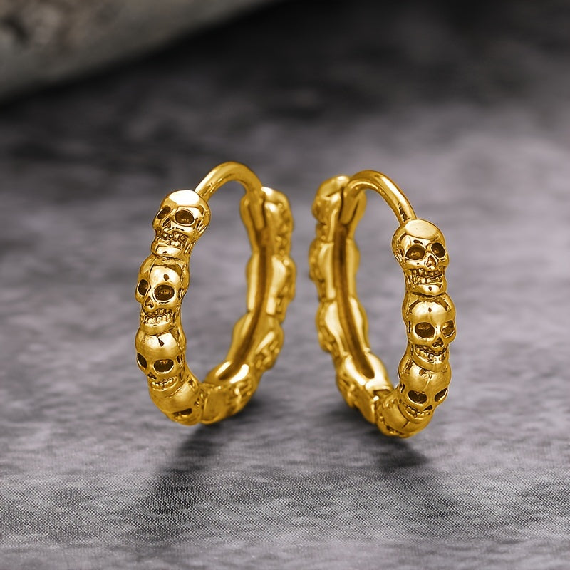 Gothic Skull Hoop Earrings