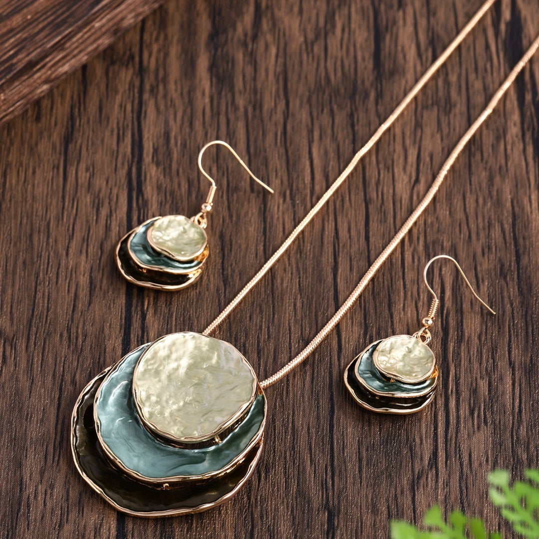 Chic Bohemian Three-Layer Necklace and Earrings Set