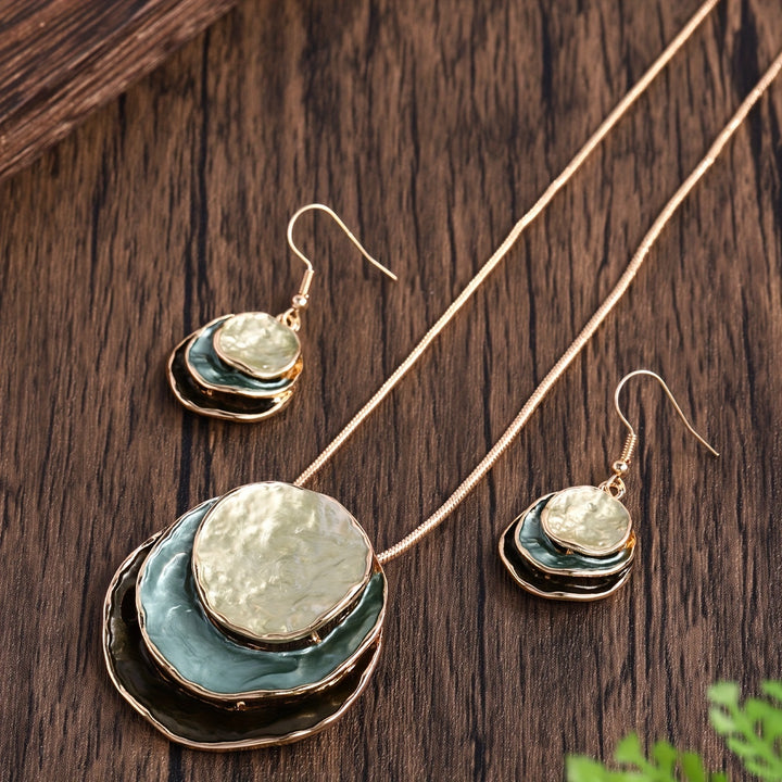 Chic Bohemian Three-Layer Necklace and Earrings Set