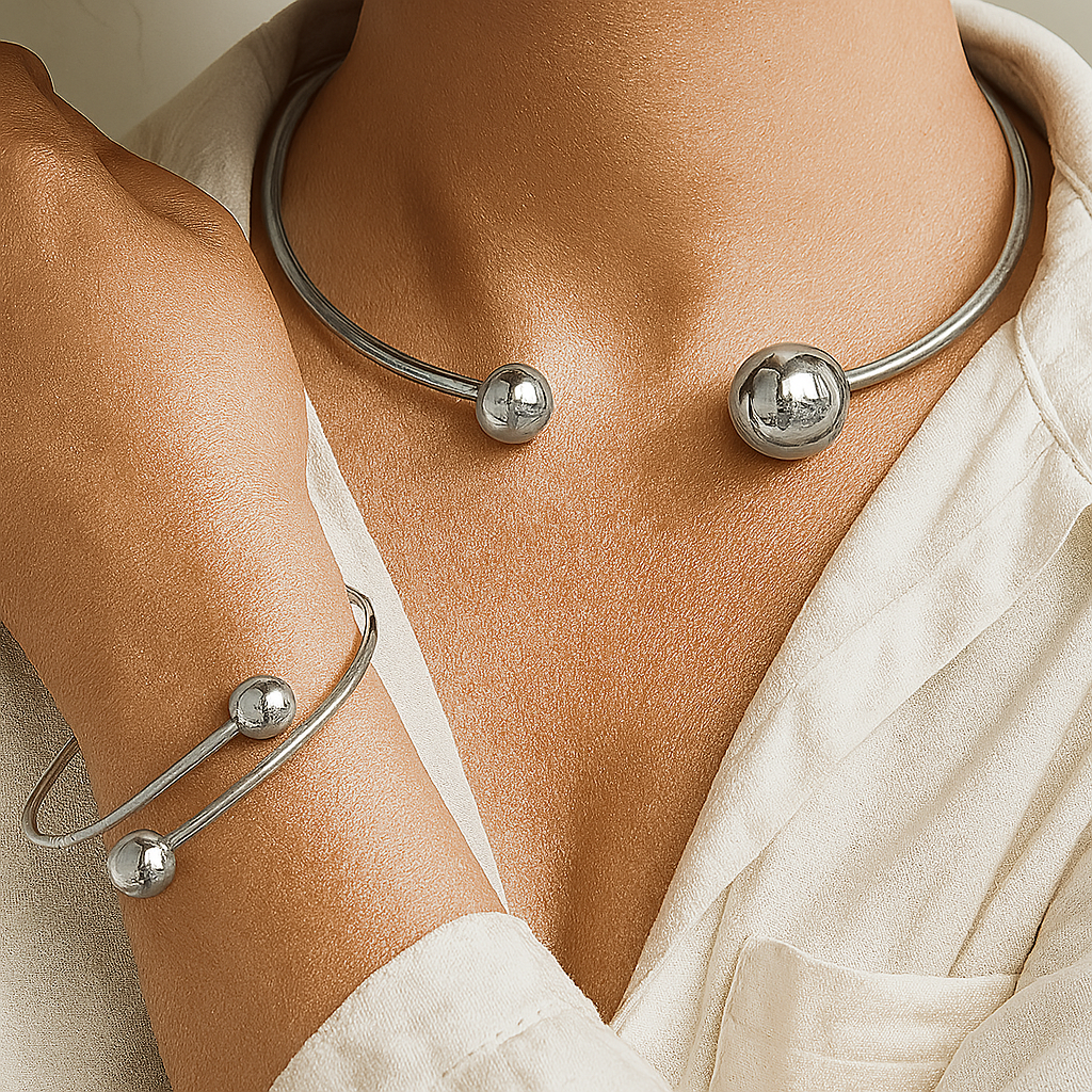 Chic Gold Minimalist Collar Cuff Bracelet Set