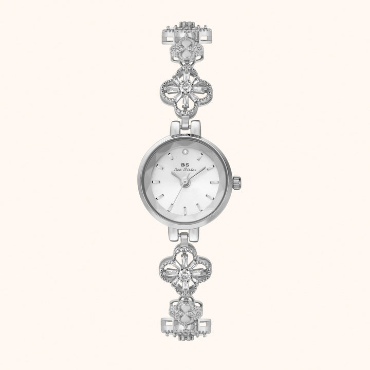 Silver Floral Bracelet Watch