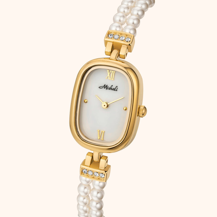 Pearl & Gold Bracelet Watch