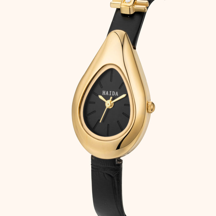 Gold Drop Leather Watch