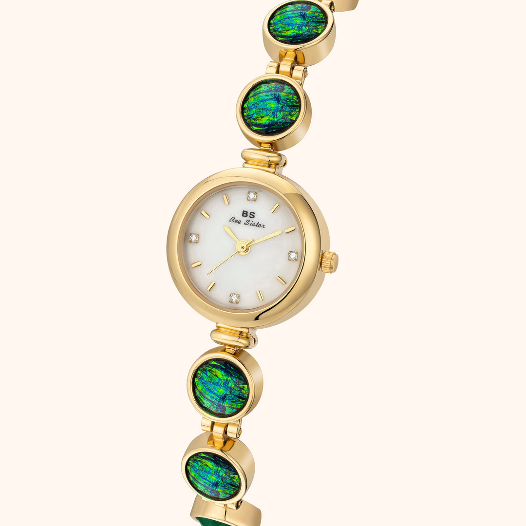 Gold Emerald Glow Watch