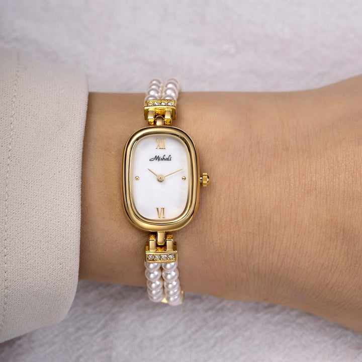 Pearl & Gold Bracelet Watch