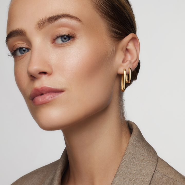 Sophisticated Gold Icon Hoop Earrings