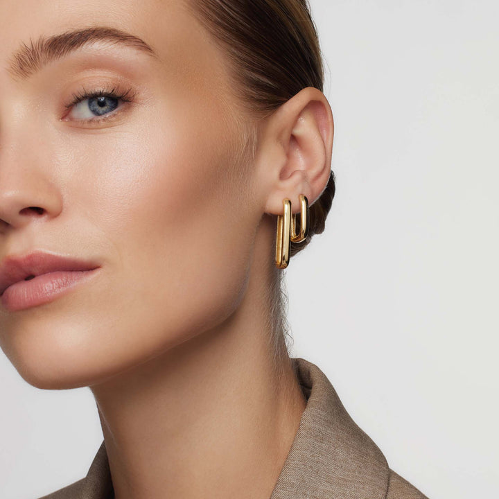 Sophisticated Gold Icon Hoop Earrings