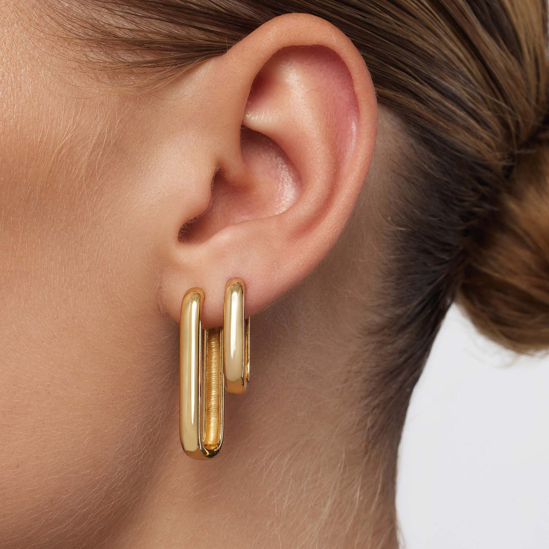 Sophisticated Gold Icon Hoop Earrings