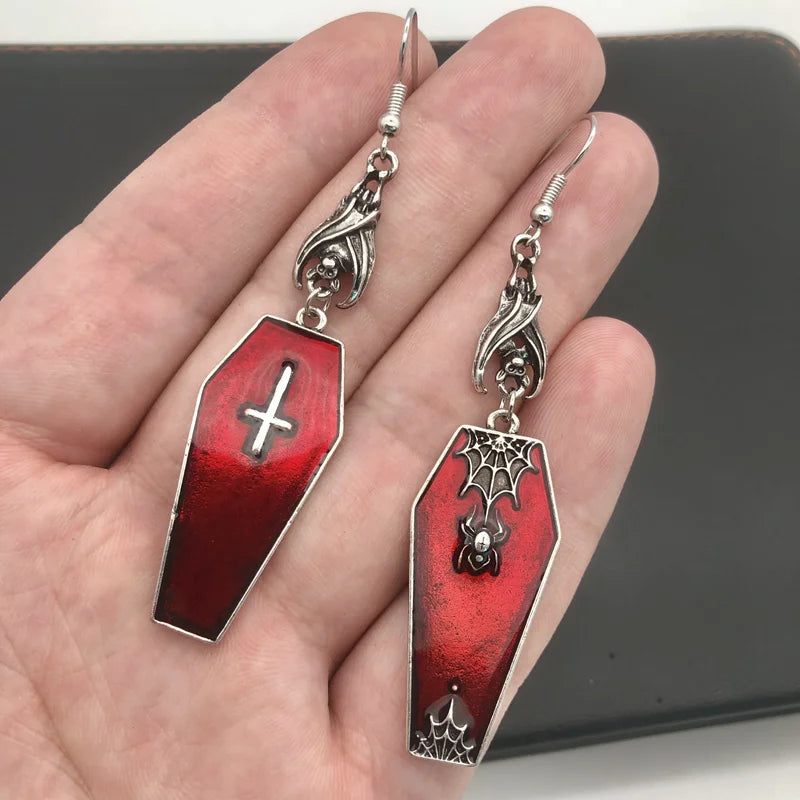 Gothic Vampire Coffin Earrings