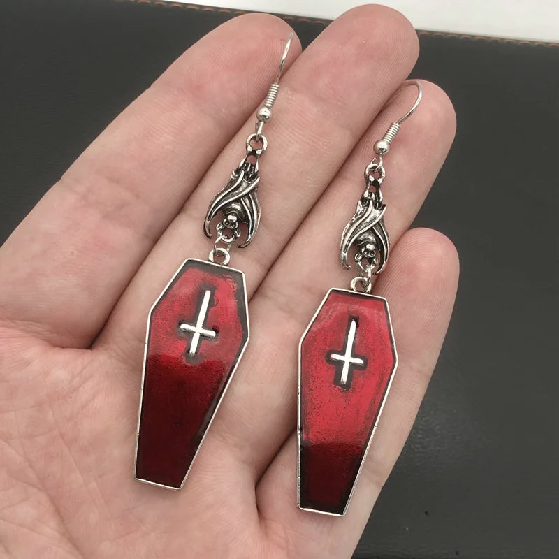 Gothic Vampire Coffin Earrings