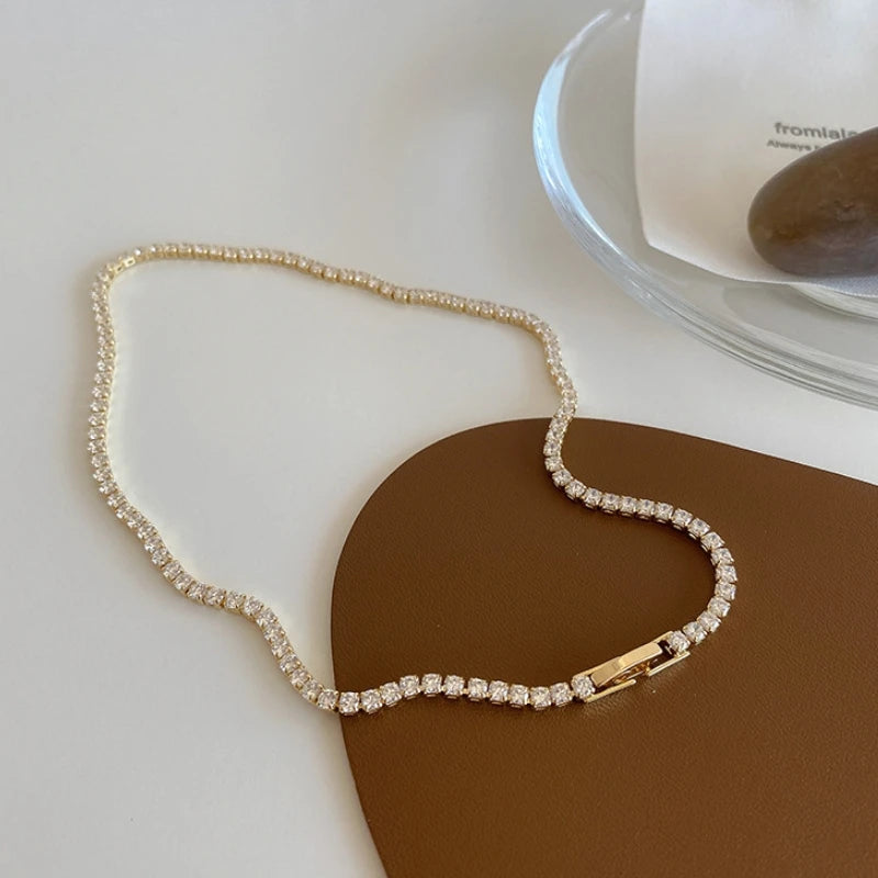 Elegant Gold Iced Out Tennis Necklace