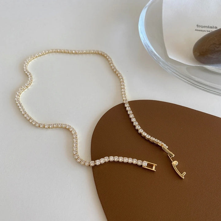 Elegant Gold Iced Out Tennis Necklace