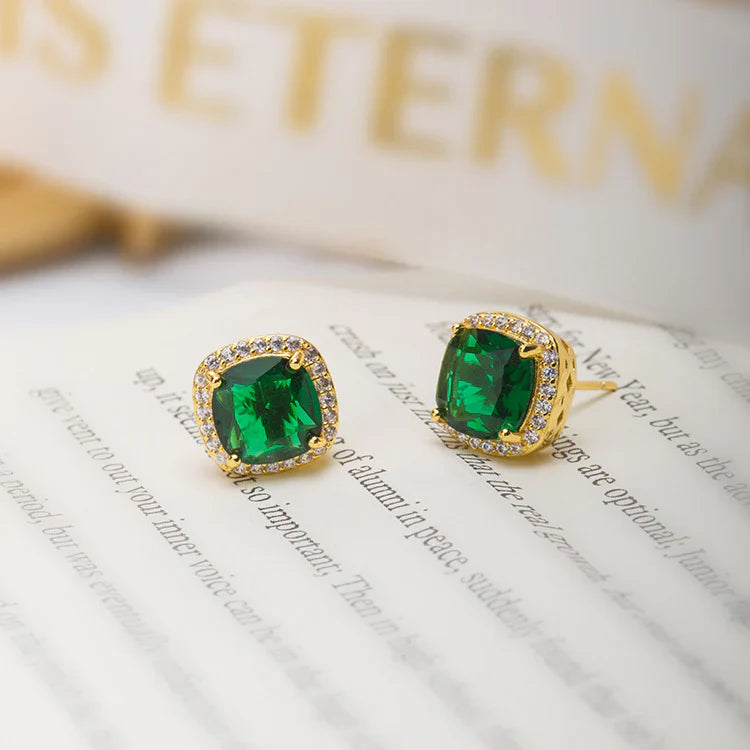 Golden Earrings with Gemstones