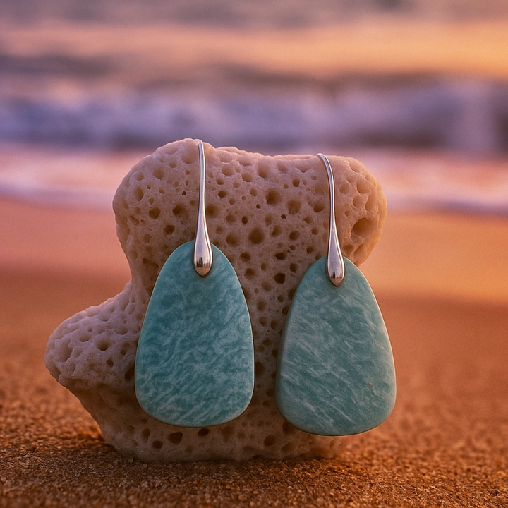 Lightweight Sea Stone Amulet Earrings
