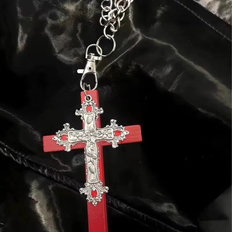 Gothic Large Zircon Cross Pendant Necklace