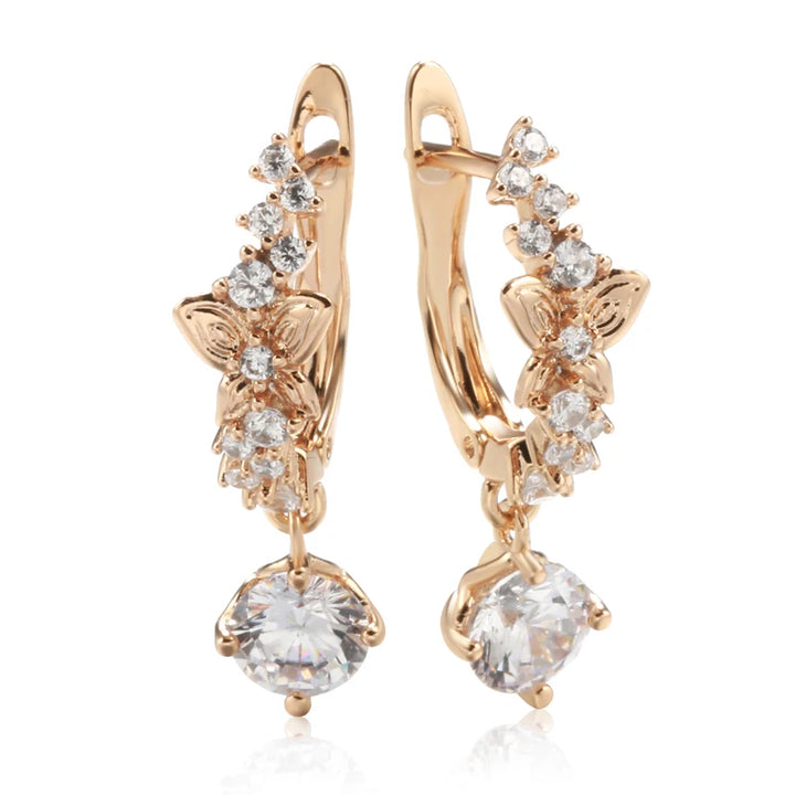 Chic Rose Gold Butterfly Dangle Earrings