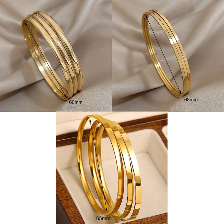 Chic Gold Stainless Steel Bangle Set