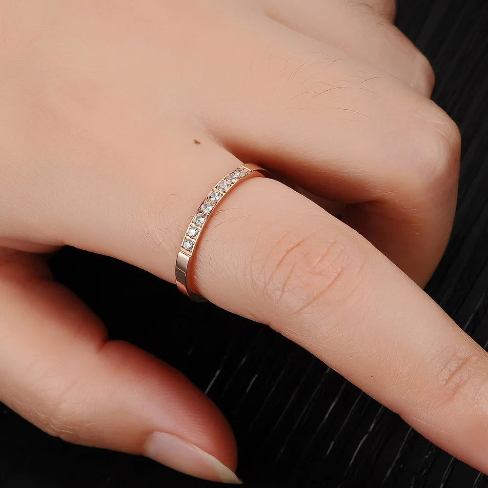 Timeless Rose Gold CZ Inlaid Ring