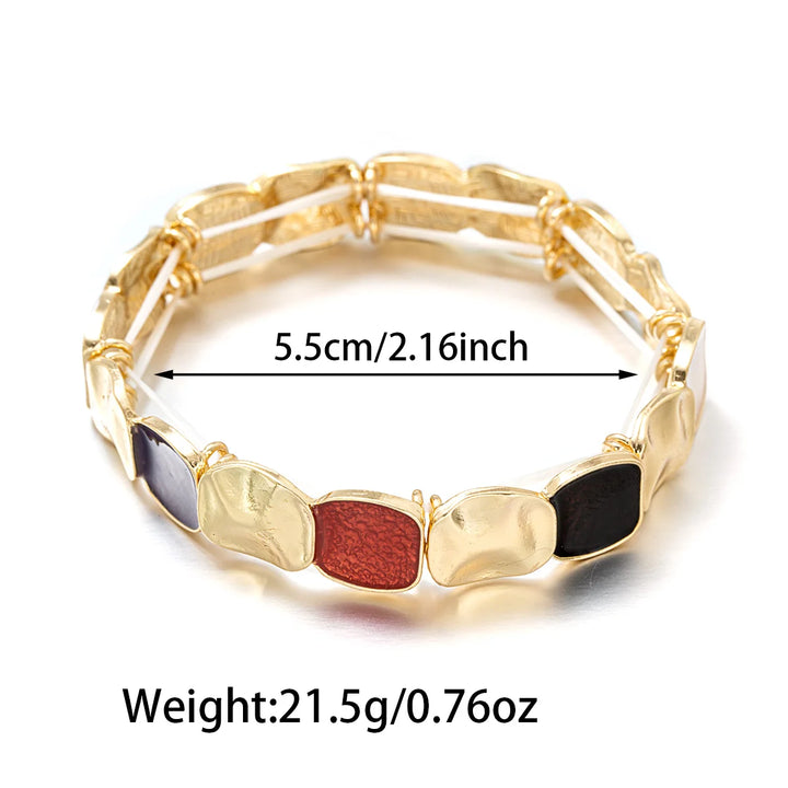 Bohemian Geometric Enamel Elastic Bracelet