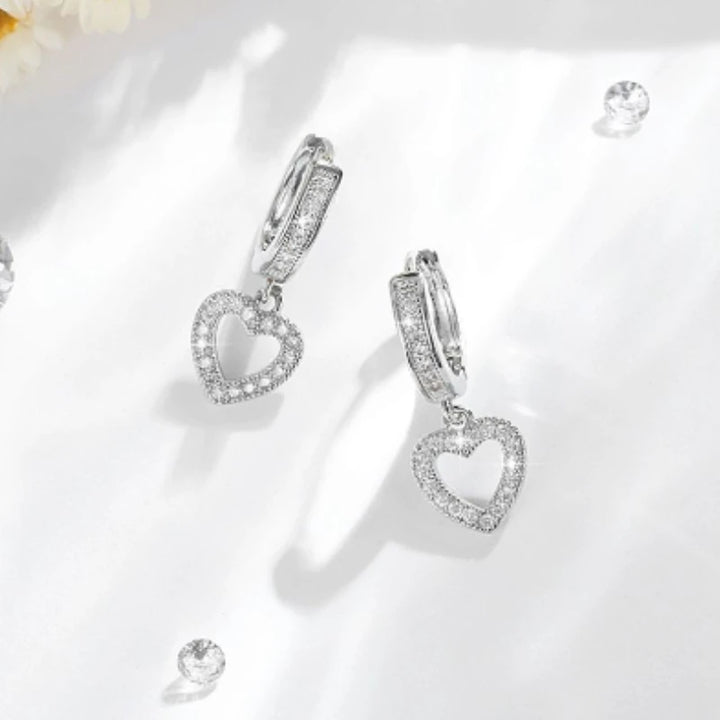 Sophisticated Gold Love Drop Zircon Earrings