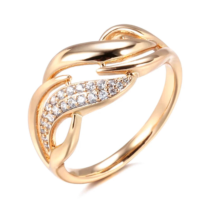 Elegant Rose Gold Geometric Zircon Ring