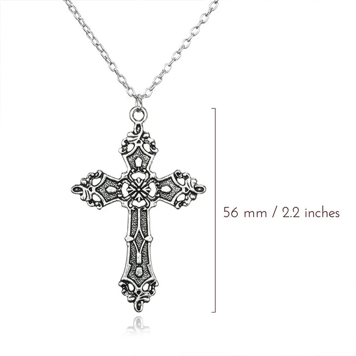 Gothic Large Zircon Cross Pendant Necklace