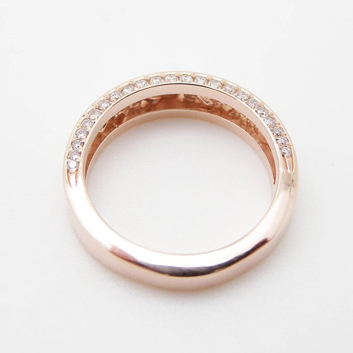 Elegant Rose Gold Flower CZ Wedding Ring